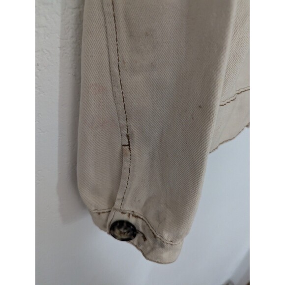 Free People Ivory Eisenhower Denim Jacket Size S Missing Button Some Stains - Picture 4 of 7